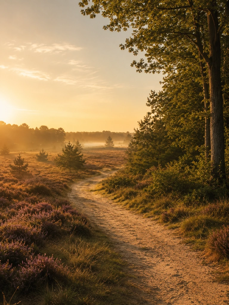 Heide en bos in het Drentse landschap